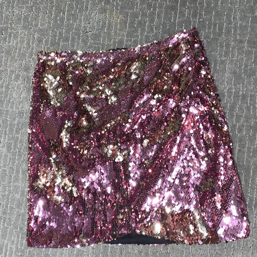 Top shop pink/gold sequin skirt